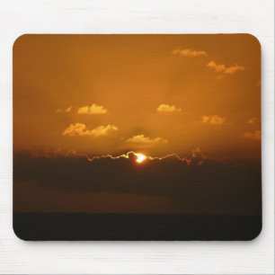 Sun Behind Clouds I Orange Sunset Photo Mouse Mat