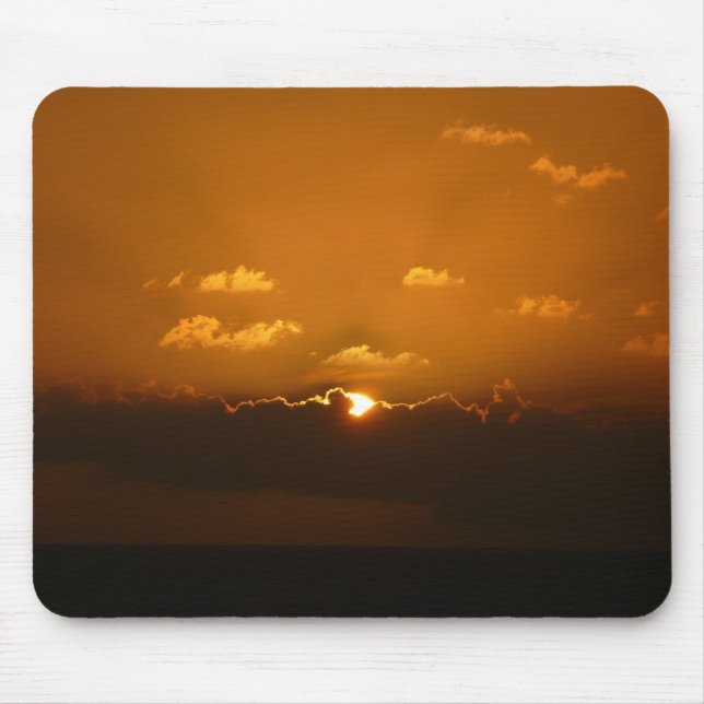 Sun Behind Clouds I Orange Sunset Photo Mouse Mat (Front)
