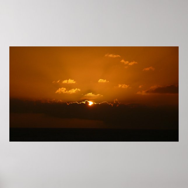 Sun Behind Clouds I Orange Sunset Photo Poster (Front)