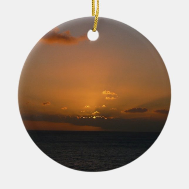 Sun Behind Clouds II Seascape Ceramic Tree Decoration (Front)