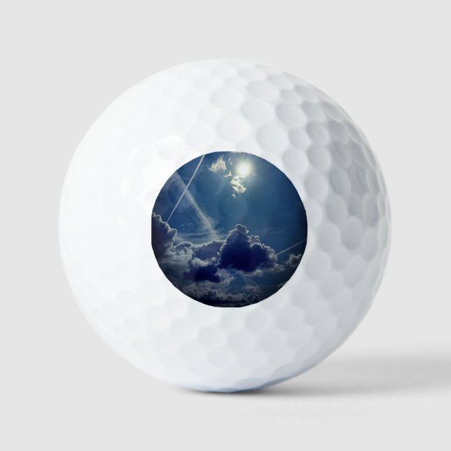 Sun behind the clouds golf balls (Front)