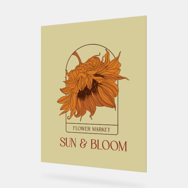 Sun & Bloom Acrylic Sign (Angle)