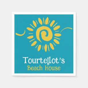 Sun Blue Yellow Beach House Seas Day Name Cocktail Napkin