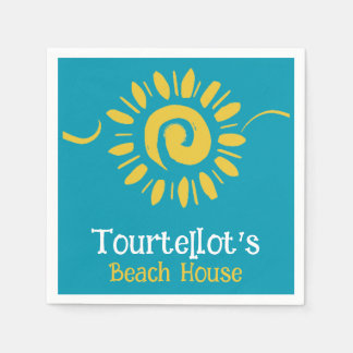 Sun Blue Yellow Beach House Seas Day Name Cocktail Napkin