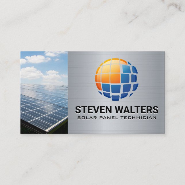 Sun Blueprints | Solar Panel | Energy Tech Business Card (Front)