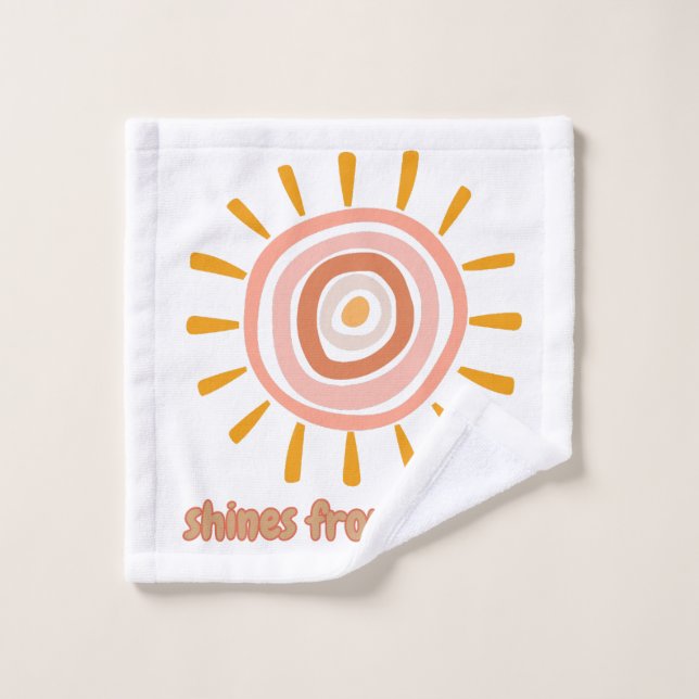 Sun Boho Art: "Shine from within" quote for self-e Bath Towel Set (Wash Cloth)