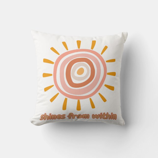 Sun Boho Art: "Shine from within" quote for self-e Cushion (Front)