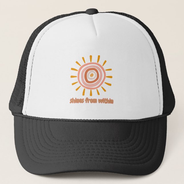 Sun Boho Art: "Shine from within" quote for self-e Trucker Hat (Front)