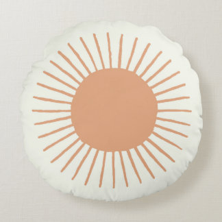 Sun boho pillow in coral pink for nursery