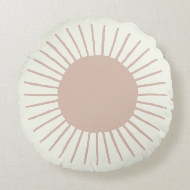 Sun boho pillow in mauve pink for nursery (Front)