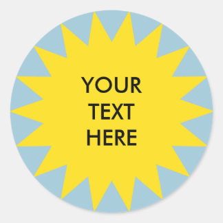 Sun Burst shape with custom text Classic Round Sticker