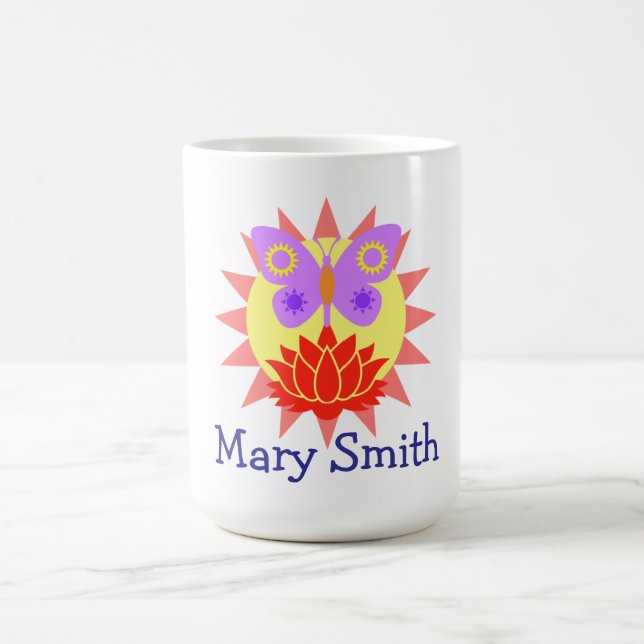 Sun, Butterfly and Flower Coffee Mug (Center)