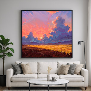 Sun Cast - Painterly Landscape Style Poster