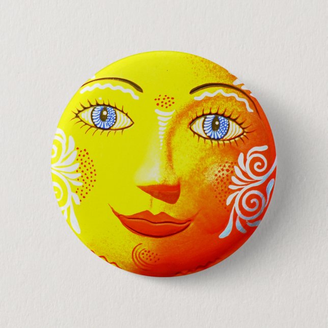 Sun Ceramic 6 Cm Round Badge (Front)