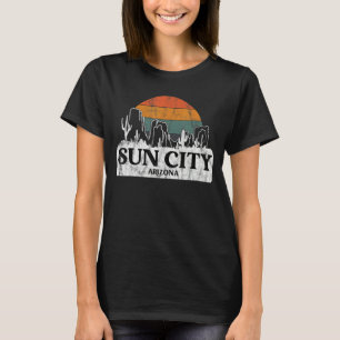 Sun City AZ Arizona Vintage sunset cactus mountain T-Shirt