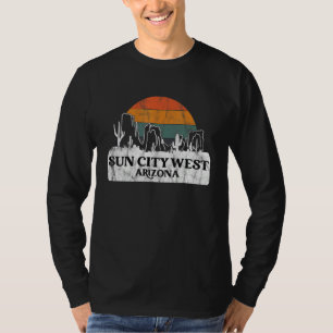 Sun City West AZ Arizona Vintage sunset cactus mo T-Shirt