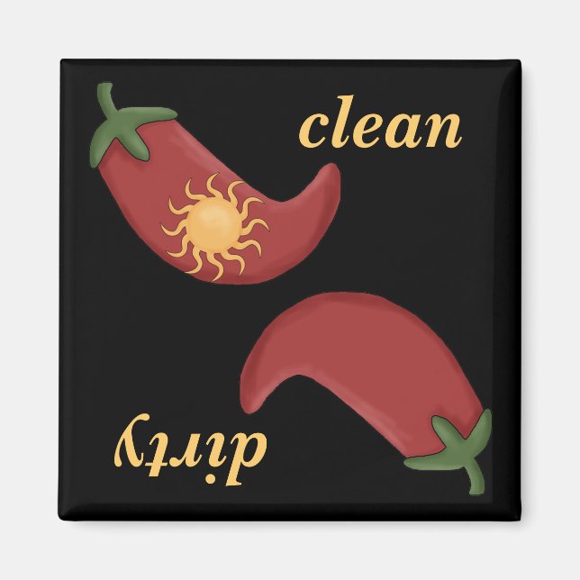 Sun Clean or Dirty Peppers Dishwasher Magnet (Front)