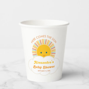 Sun Cloud Baby Boy Shower Here Comes the Son Cute Paper Cups