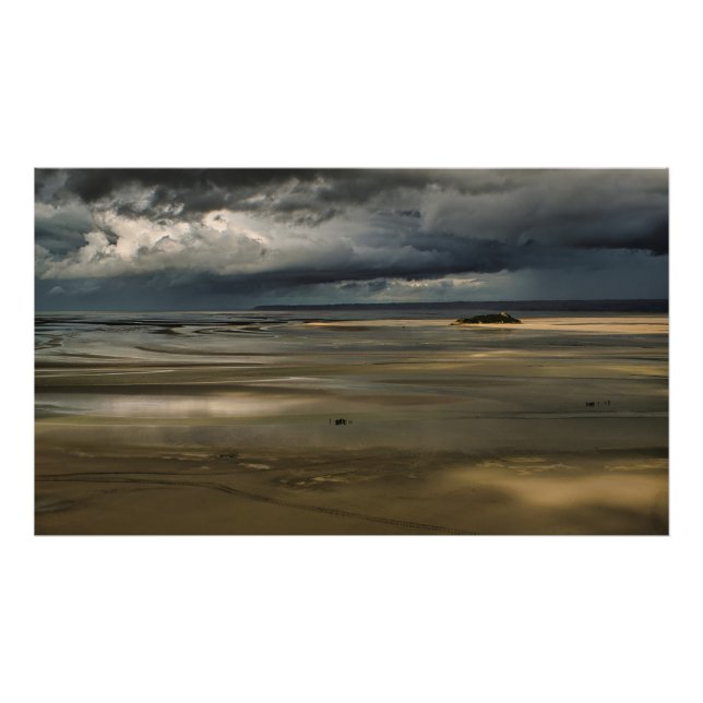 Sun cloudy Beach colour France Mont-Saint-Michel Photo Print (Front)