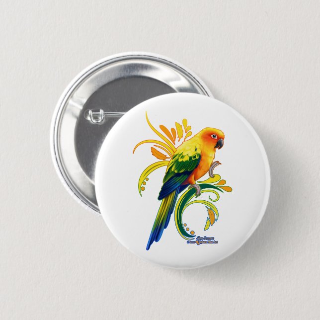 Sun Conure 6 Cm Round Badge (Front & Back)