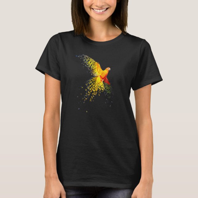 Sun Conure  Beautiful Dispersed Flying Design T-Shirt (Front)