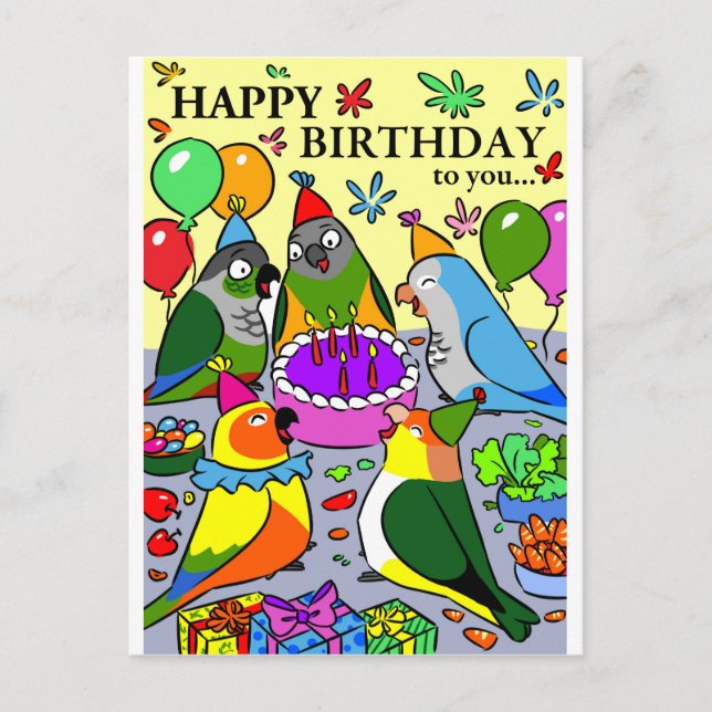sun conure gcc quaker caique senegal parrot happy postcard (Front)
