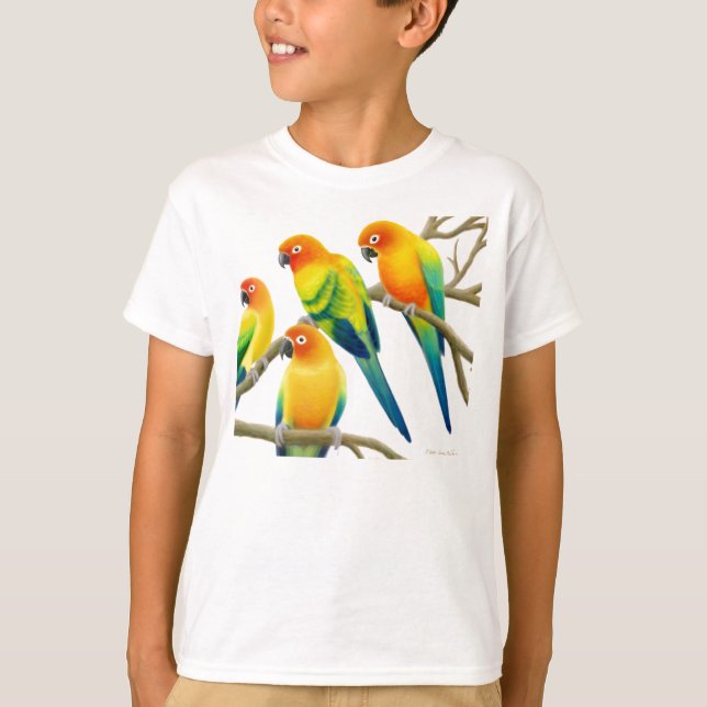 Sun Conure Parrots Kids T-Shirt (Front)
