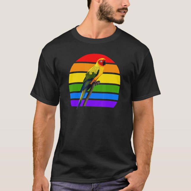 Sun Conure Rainbow Bird Birdwatcher Diversity Bird T-Shirt (Front)