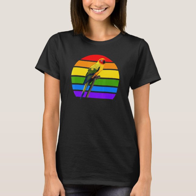 Sun Conure Rainbow Bird Birdwatcher Diversity Bird T-Shirt (Front)