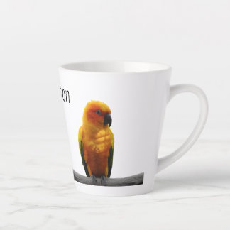 Sun Conure Wildlife Art Personalised Name Animal Latte Mug