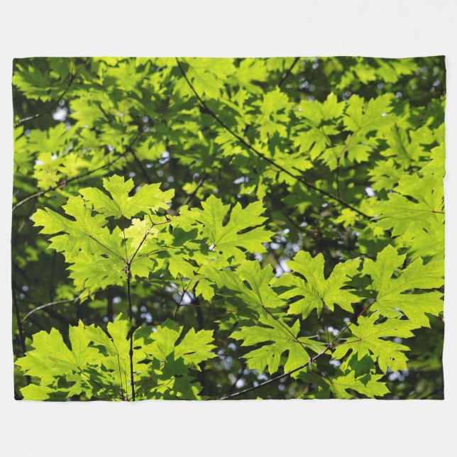 Sun-Dappled Leaves in the Forest Fleece Blanket (Front (Horizontal))
