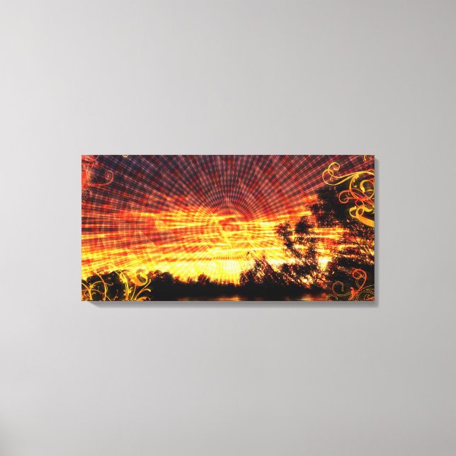 Sun Decor Sunset Fantasy Art  Wrapped Canvas (Front)