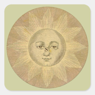 Sun Detail from Antique Bowles Map, circa 1780 Square Sticker