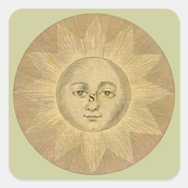 Sun Detail from Antique Bowles Map, circa 1780 Square Sticker (Front)