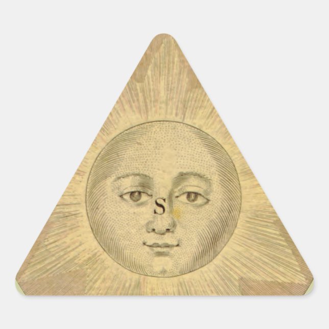 Sun Detail from Antique Bowles Map, circa 1780 Triangle Sticker (Front)