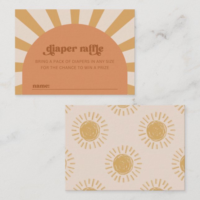 Sun Diaper Raffle Card | Sun Baby Shower Card (Front/Back)