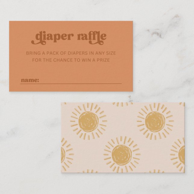 Sun Diaper Raffle Card | Sun Baby Shower Card (Front/Back)