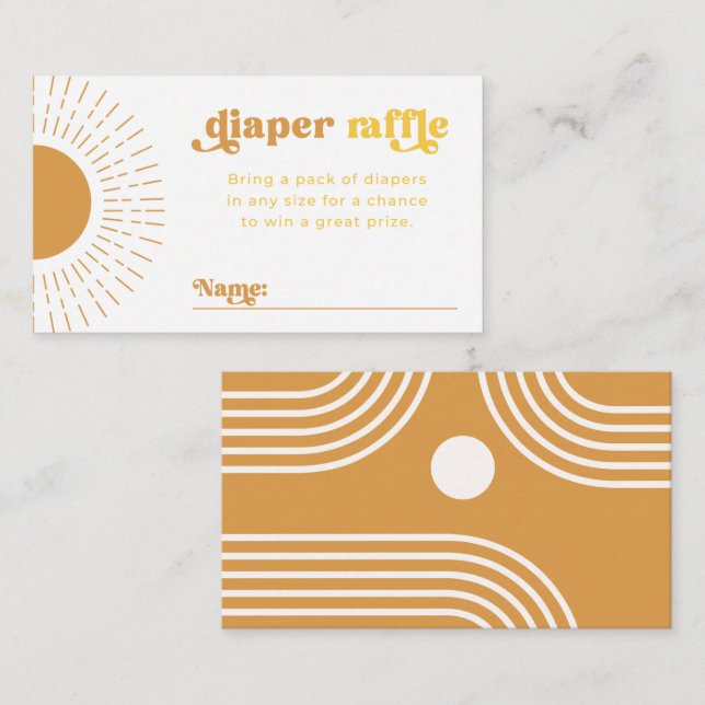 Sun Diaper Raffle Card | Sun Baby Shower Card (Front/Back)