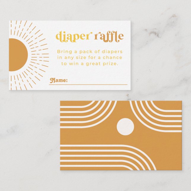 Sun Diaper Raffle Card | Sun Baby Shower Card (Front/Back)