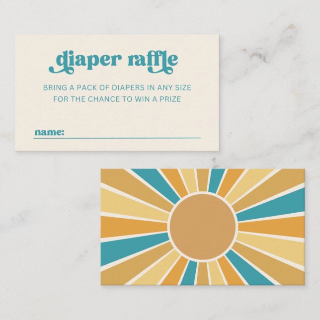 Sun Diaper Raffle Card | Sun Baby Shower Card (Front/Back)