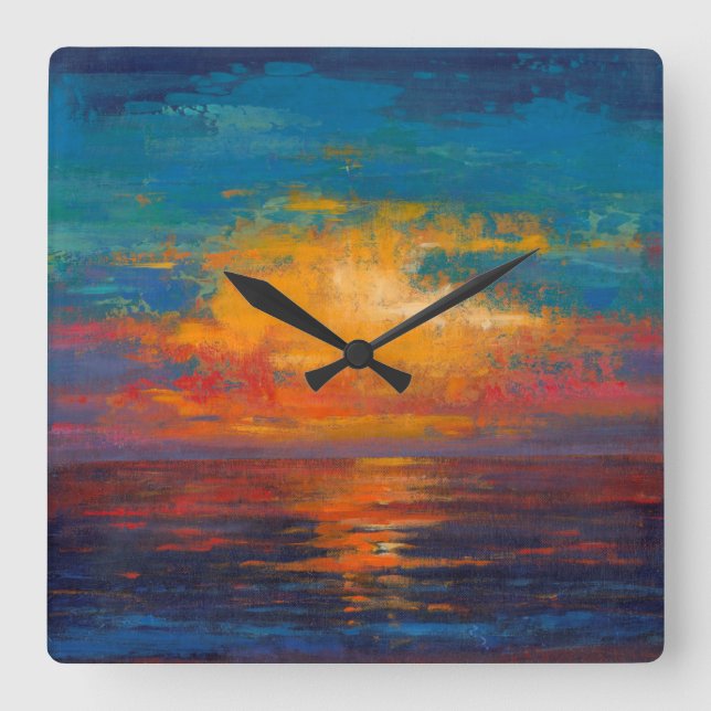 Sun Down II Square Wall Clock (Front)