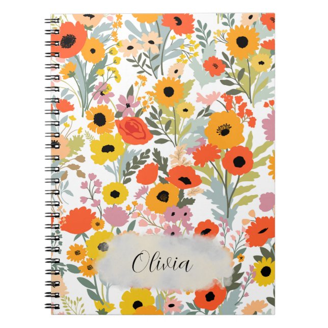 Sun-Drenched Blossoms: A Joyful Floral Notebook (Front)
