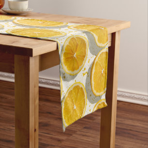 Sun-Drenched Orange Slice Pattern Short Table Runner