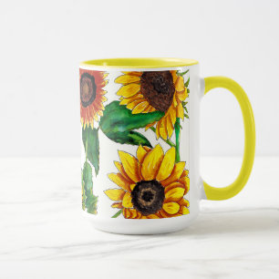 Sun-Drenched Watercolor Sunflower Art Mug