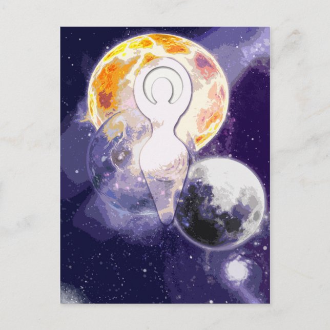 Sun Earth and Moon Goddess Postcard (Front)