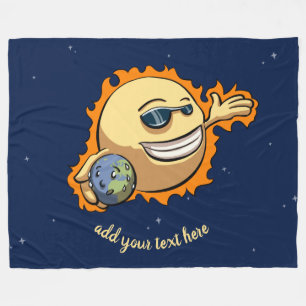 Sun & Earth Global Warming Climate Change Cartoon Fleece Blanket