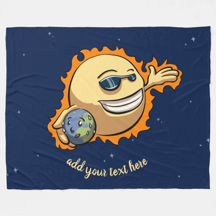 Sun & Earth Global Warming Climate Change Cartoon Fleece Blanket | Zazzle