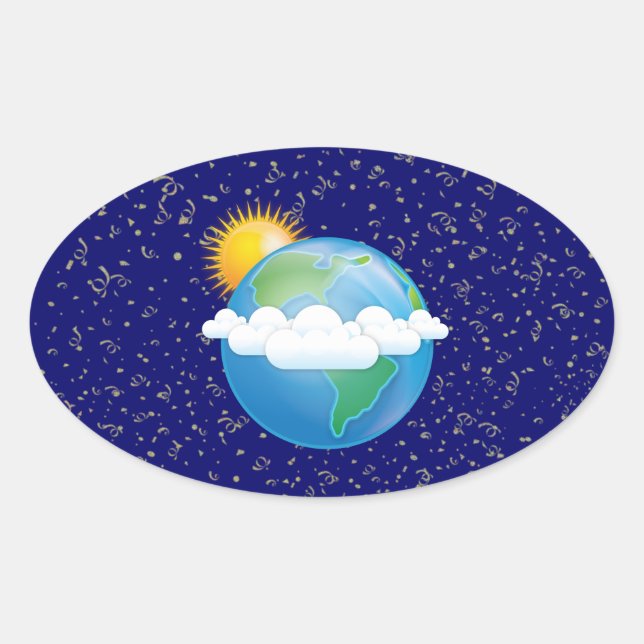 Sun & Earth - Oval Sticker (Front)