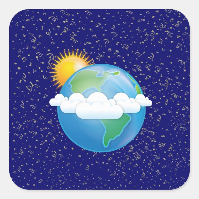 Sun & Earth - Square Sticker (Front)