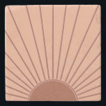 Sun Earth Tones Sunrise Brown Rust Retro Sunshine Stone Coaster<br><div class="desc">Sun Print – Brown / earth tones / terracota / rust - Sunshine,  Modern Abstract Geometric Sunrise.</div>